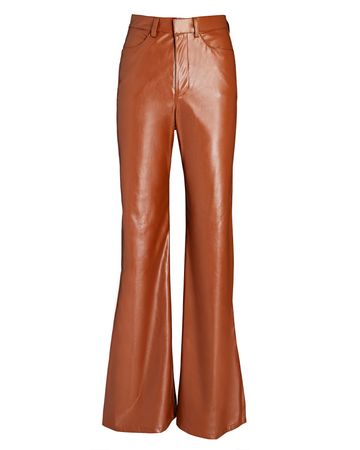Enza Costa Vegan Leather Wide-Leg Pants In Brown | INTERMIX®