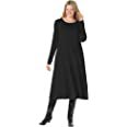 Woman Within Women's Plus Size Thermal Waffle Knit A-Line Dress - 5X, Black at Amazon Women’s Clothing store