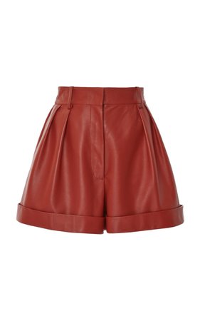 Cuffed High-Rise Leather Mini Shorts by Valentino | Moda Operandi