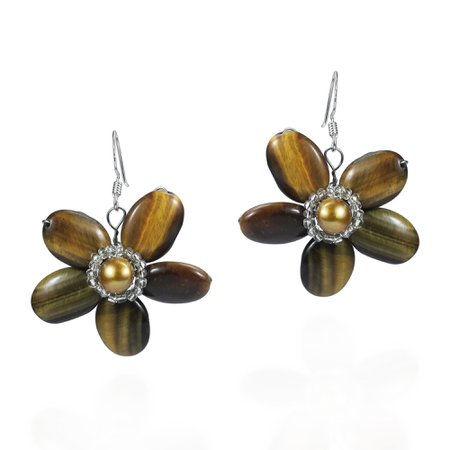tiger stone earrings flowers - Google Search
