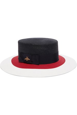 Gucci | Embellished grosgrain-trimmed straw hat | NET-A-PORTER.COM