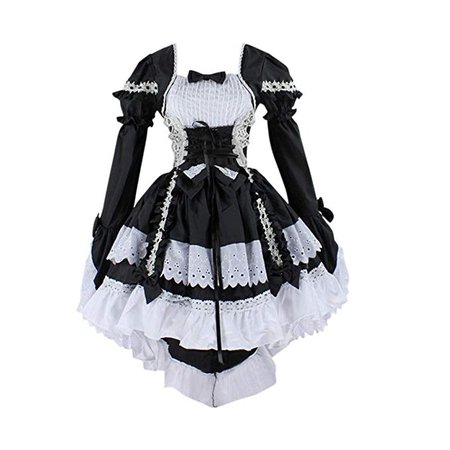 Hee grand Womens Halloween Cosplay Costume Sexy Japan Lolita Gothic Maid Fancy Dress Black: Clothing