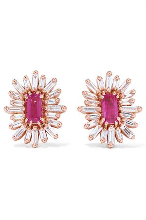 Suzanne Kalan | 18-karat rose gold, ruby and diamond earrings | NET-A-PORTER.COM