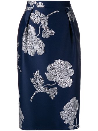 Alexander McQueen Floral Jacquard Pencil Skirt - Farfetch
