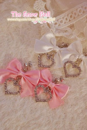 Sweet Lolita Heart & Bow Earrings