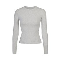 Cotton Jersey Long Sleeve T-Shirt - Light Grey | SKIMS