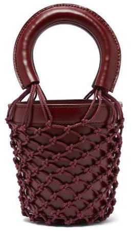 Mini Moreau Macrame And Leather Bucket Bag - Womens - Burgundy