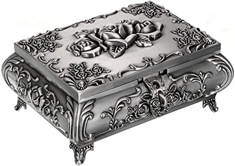 Amazon.com: Hipiwe Vintage Metal Jewelry Box Small Trinket Jewelry Storage box For Rings Earrings Necklace Treasure Chest Organizer Antique jewelry Keepsake gift Box Case for Girl Women (Large) : Clothing, Shoes & Jewelry