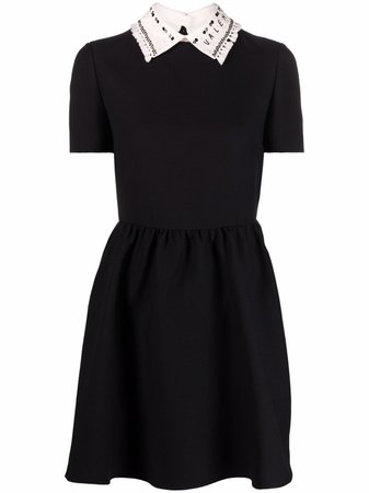 Valentino contrast-collar A-line dress - FARFETCH