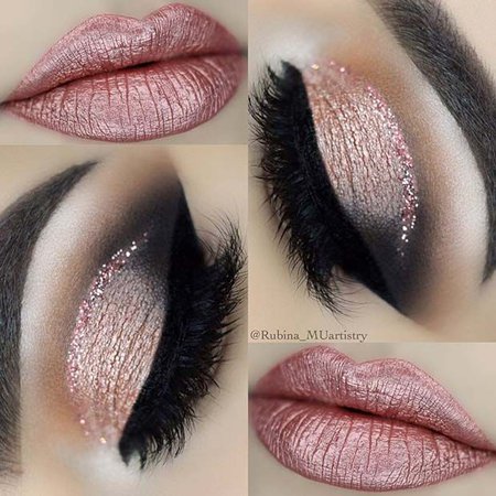 rose gold lips and eyes