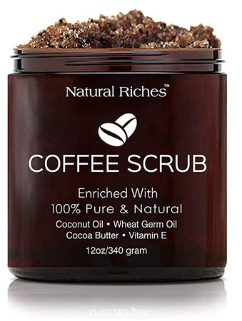 Amazon.com : Natural Riches Arabica Coffee Body & Face Scrub – (12 Oz / 340gm) Deep Cleansing Exfoliator All-Natural exfoliates with Coconut & Cocoa Butter for Stretch Marks Acne Cellulite Spider Veins Varicose Veins Age Spots : Beauty