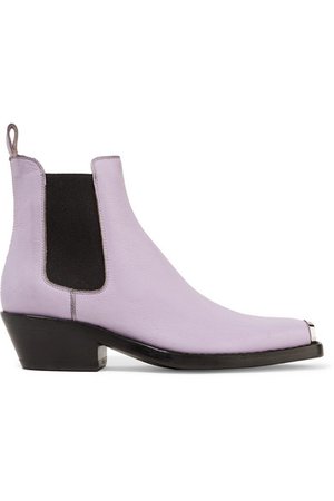 CALVIN KLEIN 205W39NYC | Claire metal-trimmed textured-leather ankle boots | NET-A-PORTER.COM