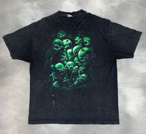 90s Green Skull Vintage Graphic Illustration T Shirt/90s Punk | Etsy