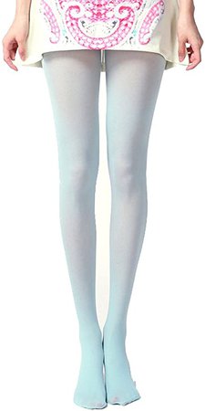 Siftantin Women's Solid Colored Footed Tights (Aero Blue) at Amazon Women’s Clothing store