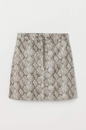 Faux Leather Skirt - Gray