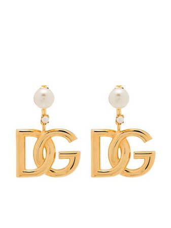 Shop Dolce & Gabbana DG pearl-drop earrings with Express Delivery - FARFETCH