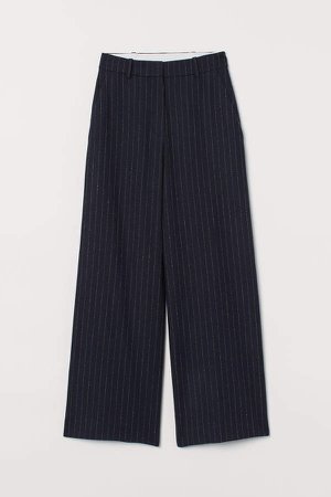 Wide-leg Wool-blend Pants - Blue