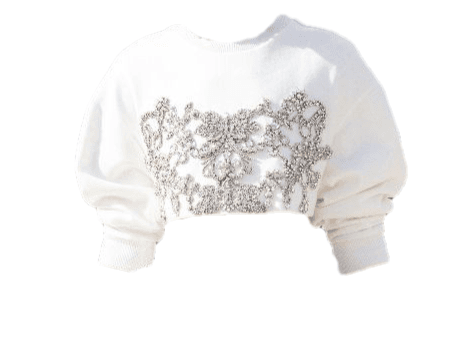 alexander mcQueen cropped embellished white sweater