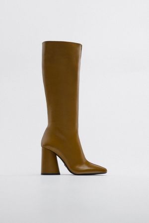 WIDE HEELED LEATHER BOOTS | ZARA United States