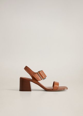 Buckle leather sandals - Women | Mango USA brown