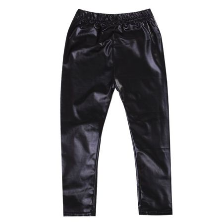 Leather Pants Elastic Waist Trousers