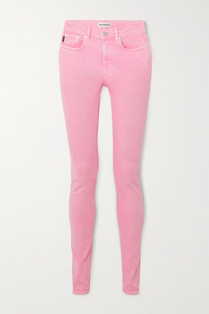 Pink Acid-wash mid-rise skinny jeans | Balenciaga | NET-A-PORTER