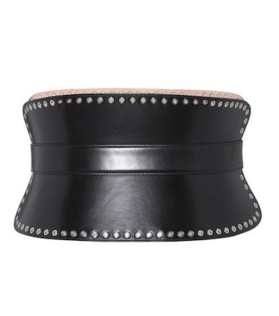 Studded leather corset belt