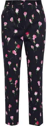 Floral-print Cotton-blend Twill Straight-leg Pants