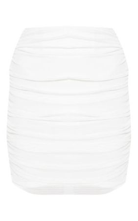 Ivory Mesh Ruched Skirt | Skirts | PrettyLittleThing