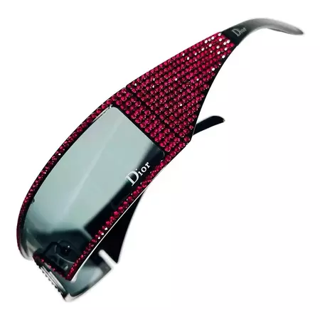 Dior Spring 2003 Punk Swarovski Sunglasses in Red For Sale at 1stDibs