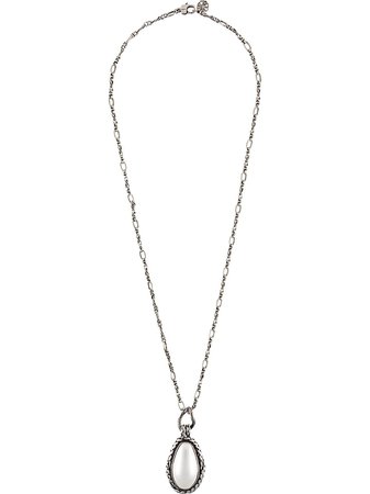 Shop silver & neutral Alexander McQueen stone-embellished long necklace with Express Delivery - Farfetch