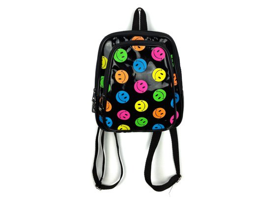 90's Neon Smiley Face Mini Backpack