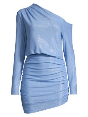 Michelle Mason One-Shoulder Ruched Mini Dress ICE
