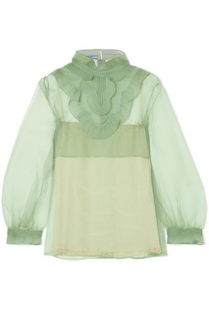 Prada | Ruffled organza blouse | NET-A-PORTER.COM