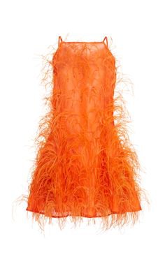 Cult Gaia Shannon Feather-Embellished Silk Dress
