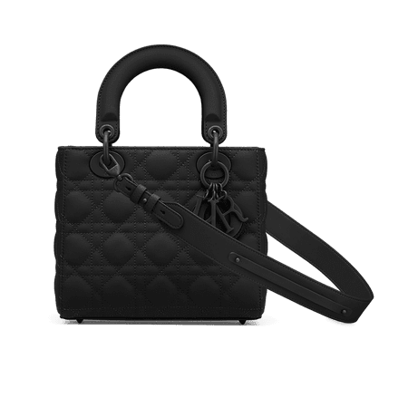 Small Lady Dior My ABCDior Bag Black Ultramatte Cannage Calfskin | DIOR