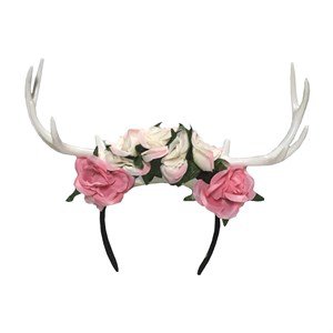 White Antlers Headband With Flowers