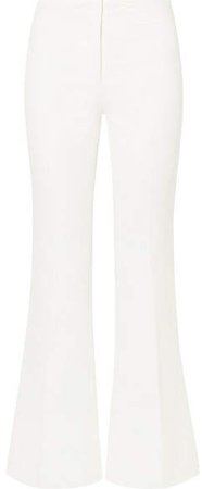 Cotton-blend Twill Straight-leg Pants - White