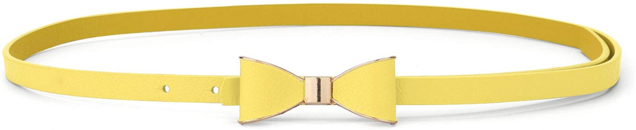 uxcell Skinny Waist Belt Metal Bow-knot No Buckle Thin Belt for Women Yellow at Amazon Women’s Clothing store