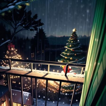 night anime cozy 😴 Christmas 🎄 snow ☃️ ❄️