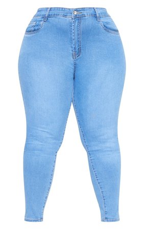 Plus Light Wash Skinny Jeans | Plus Size | PrettyLittleThing USA