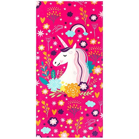 Amazon.com: Softerry Love Unicorn Beach Towel Pink Fantasy Rainbow 30 x 60 inches 100% Cotton Velour: Home & Kitchen