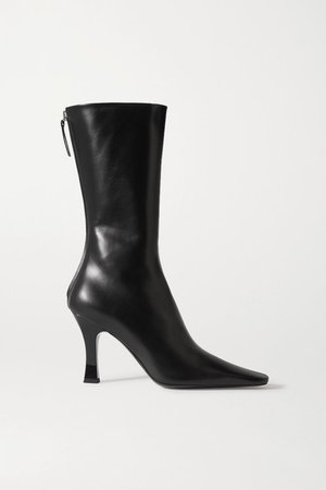 Office Leather Boots - Black