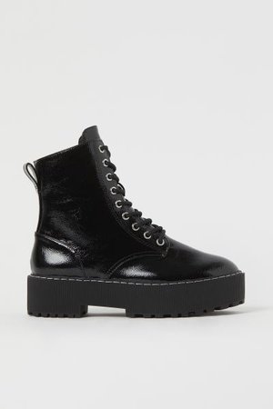Platform Boots - Black/patent - Ladies | H&M US