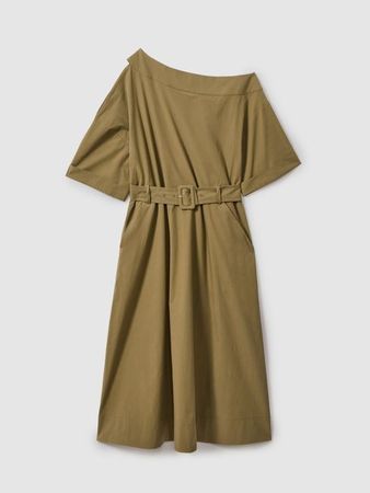 Reiss Demi Off The Shoulder Belted Midi Dress | REISS USA