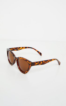Brown Tortoiseshell Oversized Cat Eye Sunglasses | PrettyLittleThing