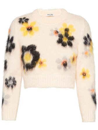 Miu Miu Intarsia Knit Floral Jumper - Farfetch