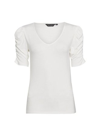 White Ruched Sleeve T-Shirt | Dorothy Perkins