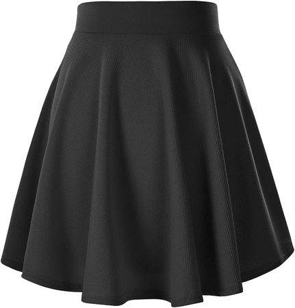 Urban CoCo Women's Basic Versatile Stretchy Flared Casual Mini Skater Skirt (Large, Black) at Amazon Women’s Clothing store