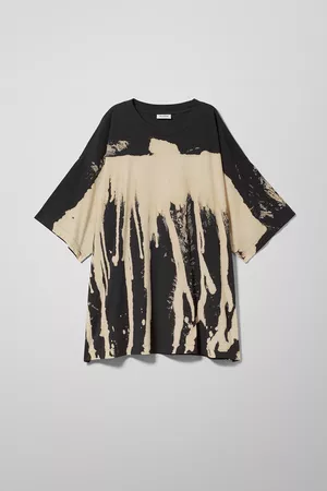 Huge Printed T-Shirt - Beige Bleach Tie Dye - Dresses & Jumpsuits - Weekday WW